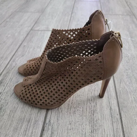 Marc Fisher women's brown Perforated Peep Toe Heeled stiletto booties - Size 8M - Picture 5 of 13